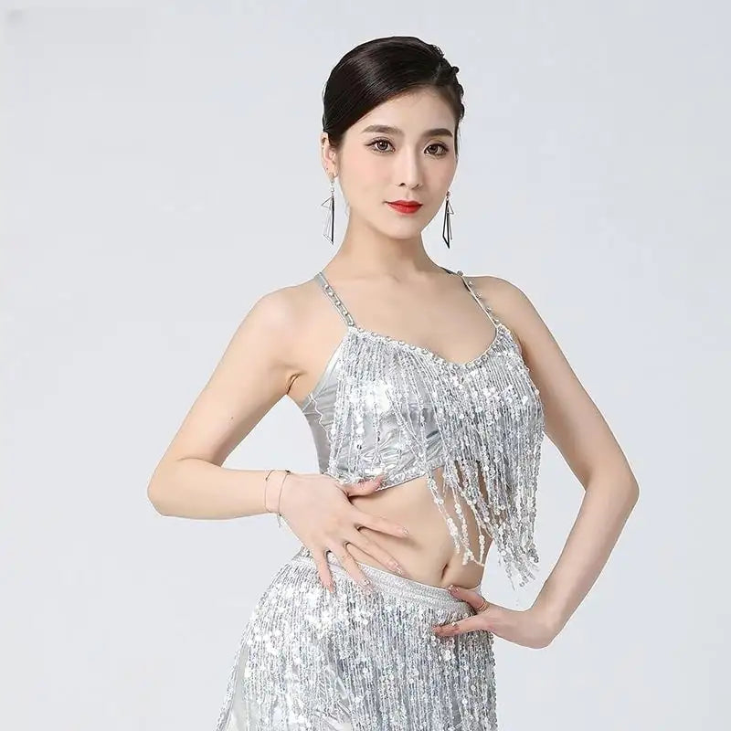 Sling Tassel Sequined Dress for Festival Dancing