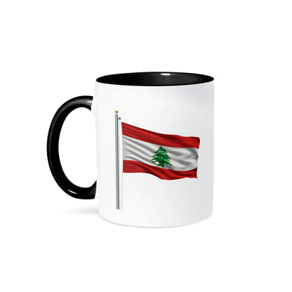 3dRose Coffee Mug Size - 15oz - Flag of Lebanon on a flag pole over white Lebanese Illustrations - funny coffee cup gift