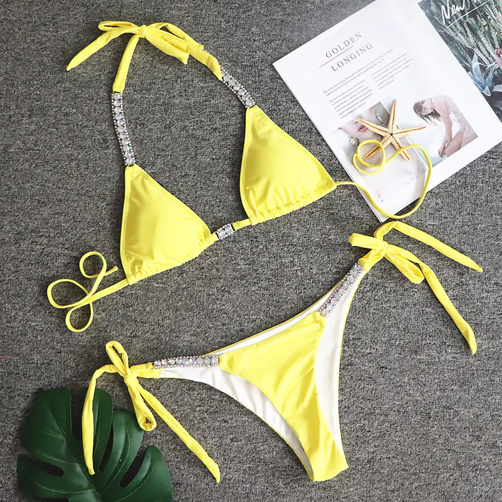 Luxury Crystal Bikini for Pool Party and Rave Events
