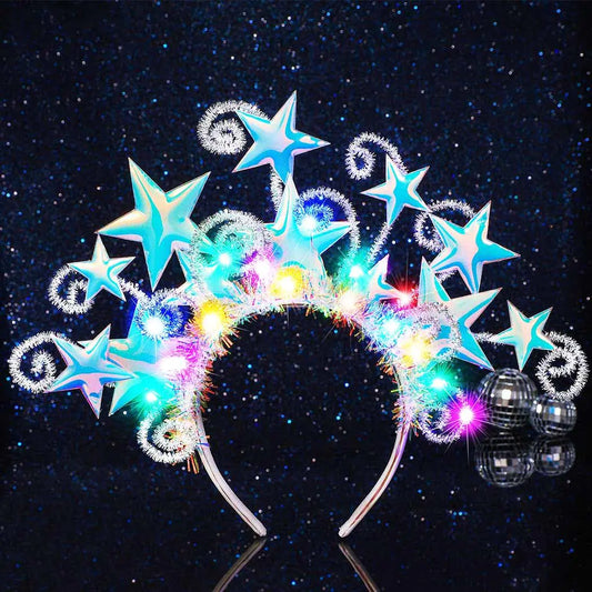 GORTIN Light up Star Headband LED Glowing Costume Headpiece Rave Hair Accessories for Women
