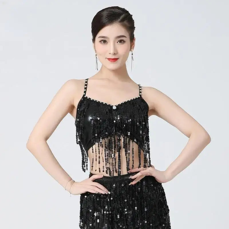 Sling Tassel Sequined Dress for Festival Dancing