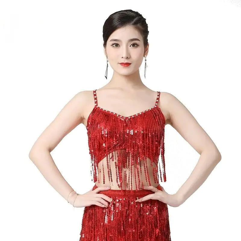 Sling Tassel Sequined Dress for Festival Dancing