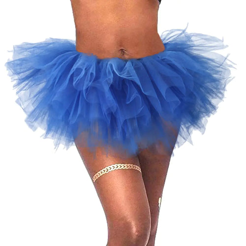 Dmaiy Women Tutu Skirt Classic Elastic Tulle Dance Skirts Layered Ballet Skirt Fluffy Adult Tutus for Festival Costume Party Blue