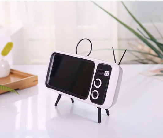 PTH800 Retro TV Phone Stand with Mini Bluetooth Speaker