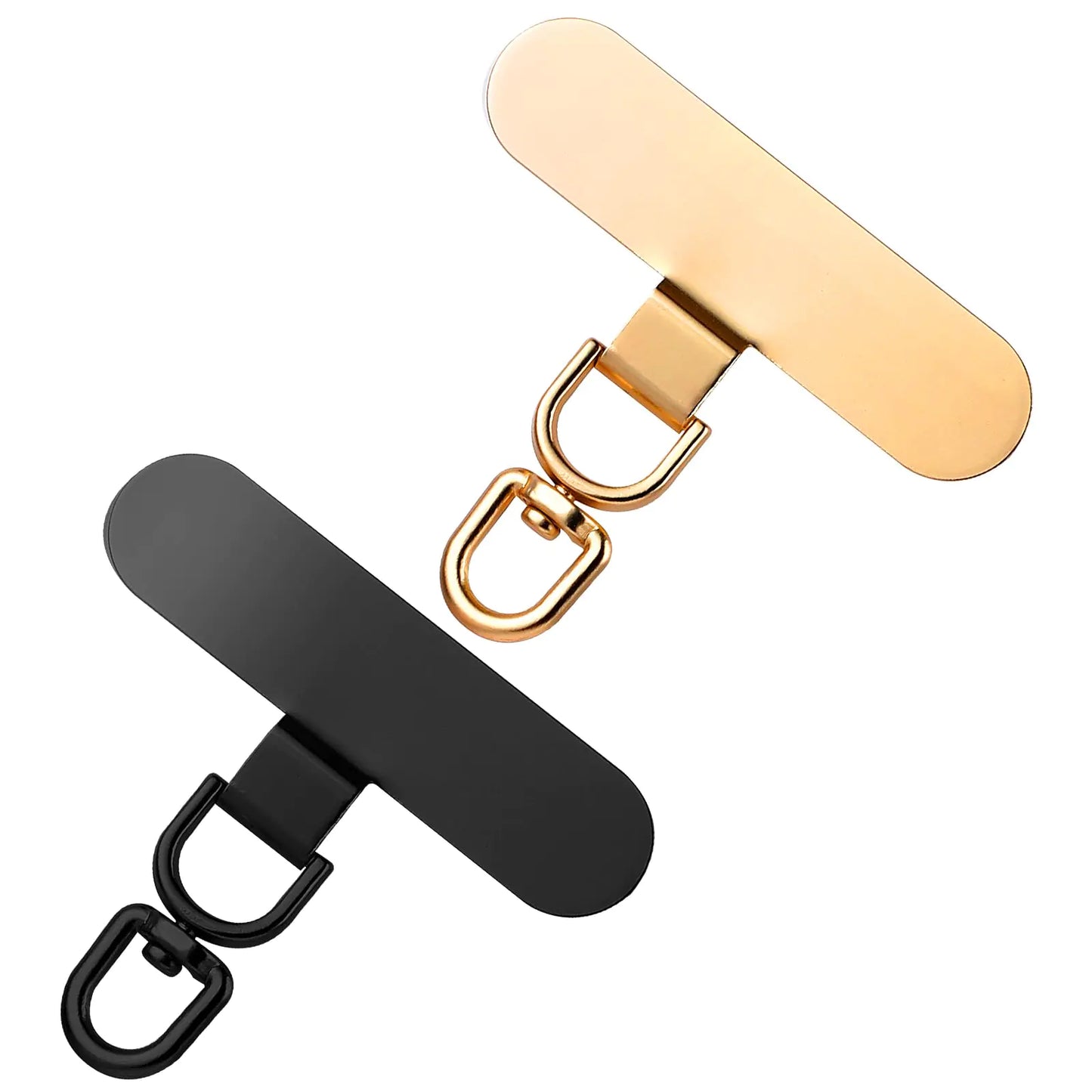 2 Pack Tether Tab Rotatable 360° Cell Phone Lanyard Patch Phone Strap Replacement Part for Cell Phone Universal Phone Lanyard Patch Metal Phone Patches for Most Full Cell Phone Straps (Gold Black)