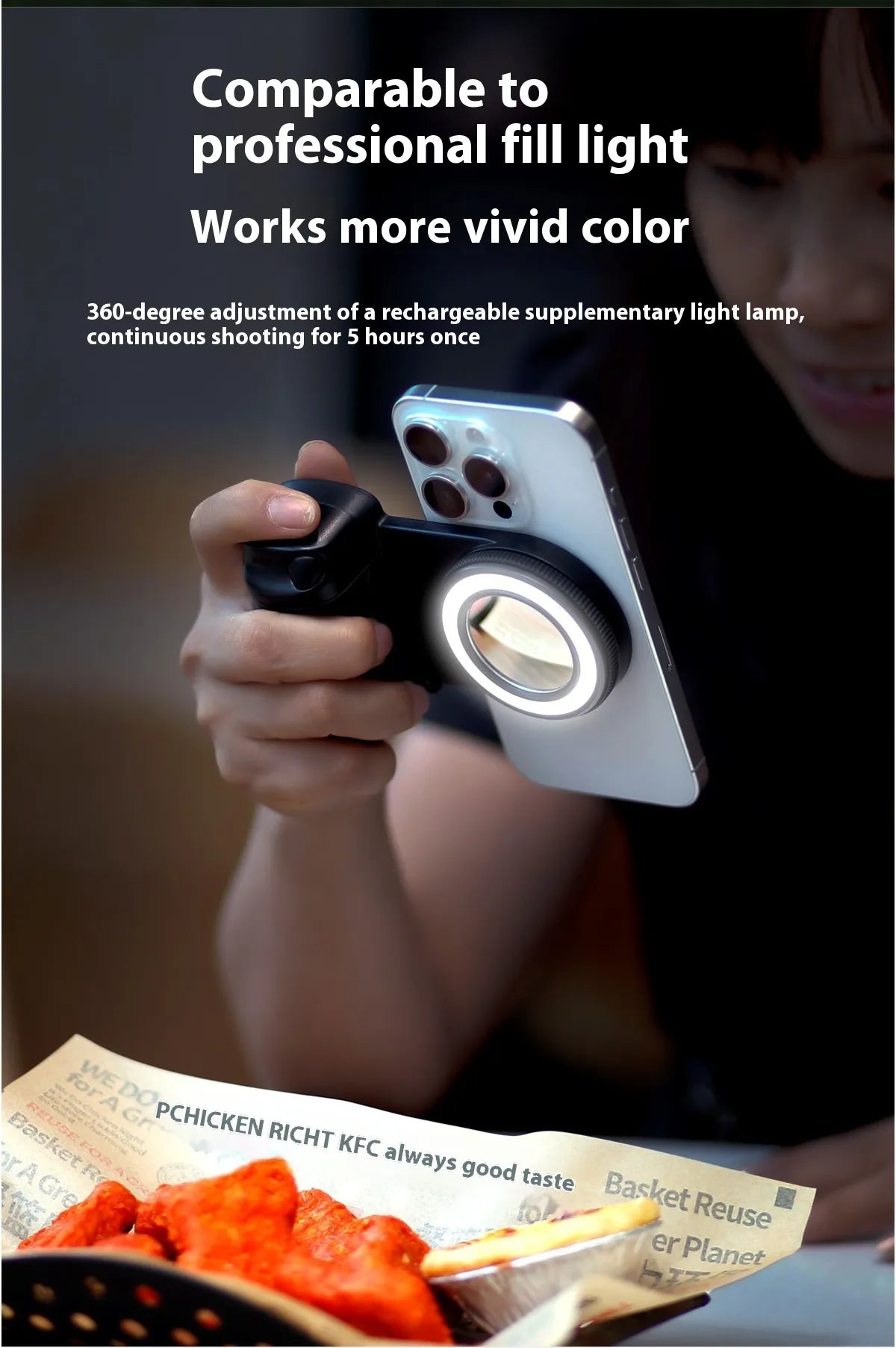 Bluetooth Phone Fill Light with Magnetic Mount