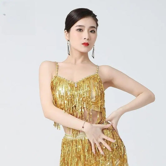Sling Tassel Sequined Dress for Festival Dancing