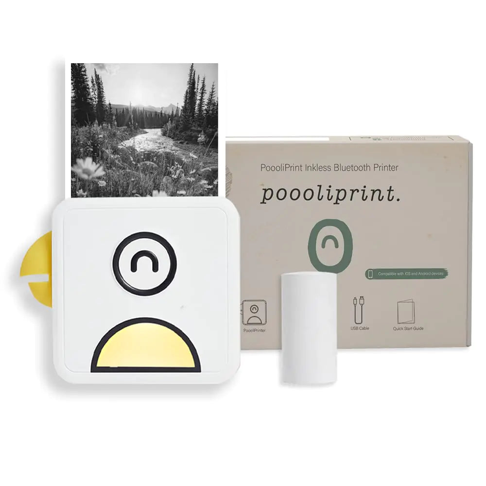 Poooliprint L2 Inkless Pocket Printer - Mini Phone Bluetooth Portable Poooli Thermal Printer for iOS + Android Print Sticky Photos Labels Notes Lists for Journal Yellow