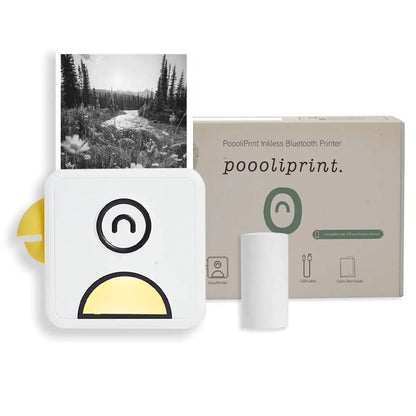 Poooliprint L2 Inkless Pocket Printer - Mini Phone Bluetooth Portable Poooli Thermal Printer for iOS + Android Print Sticky Photos Labels Notes Lists for Journal Yellow